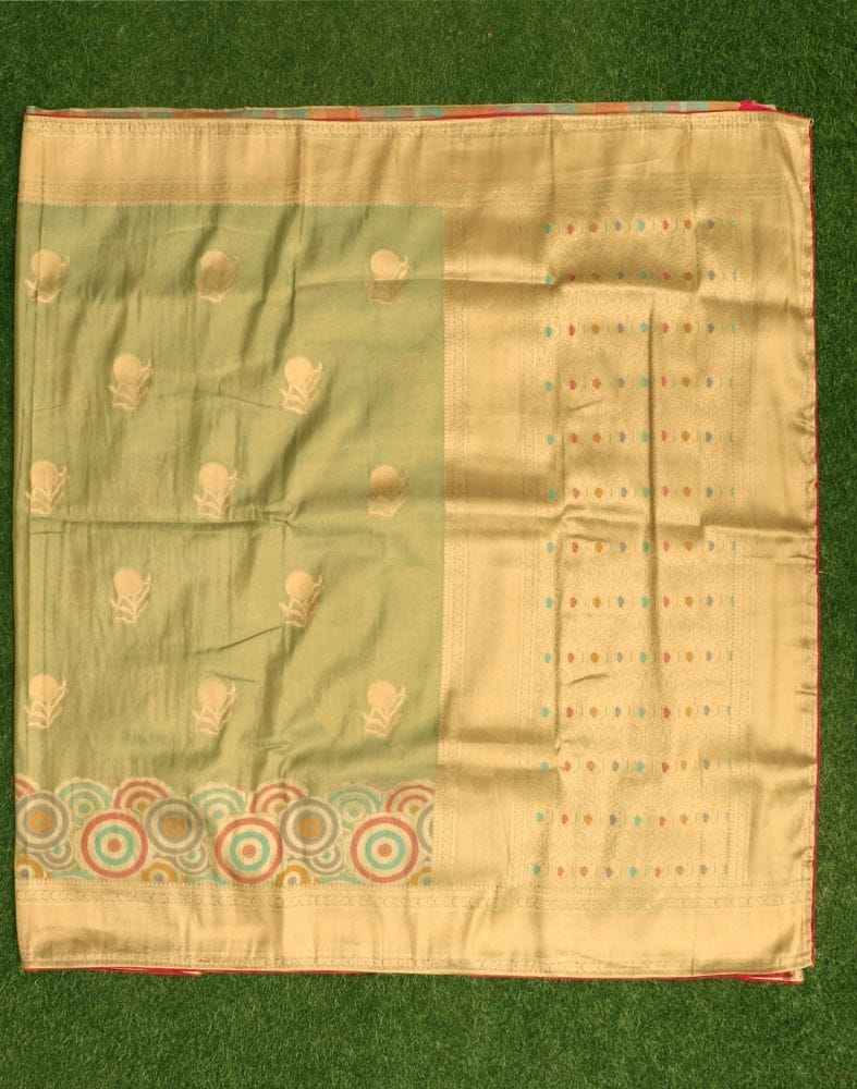 Collection of Light Green Floral Banaras Tissue Saree in a gallery layout