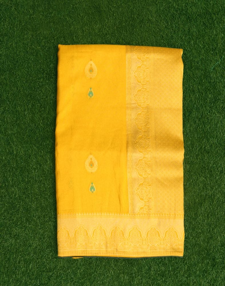 Collection of Yellow Coloured Butta Banaras Tissue Saree in a gallery layout