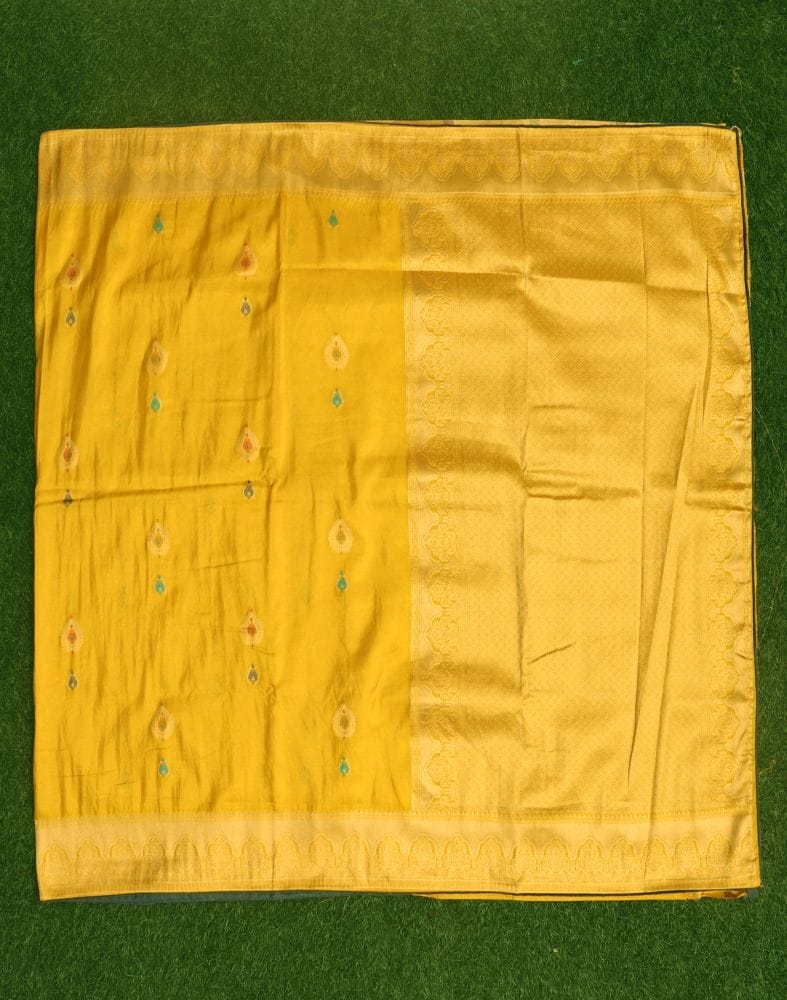 Yellow Coloured Butta Banaras Tissue Saree