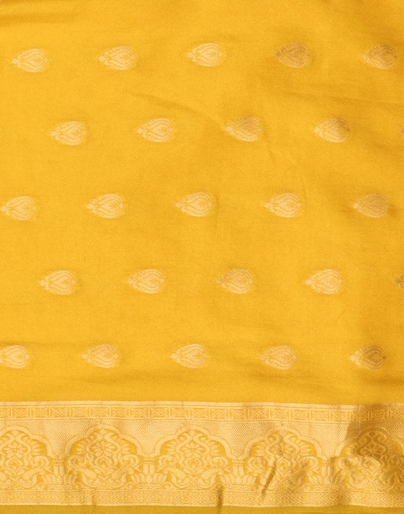 Collection of Yellow Coloured Butta Banaras Tissue Saree in a gallery layout