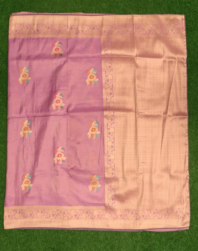 Collection of Purple Floral Banaras Tissue Saree in a gallery layout