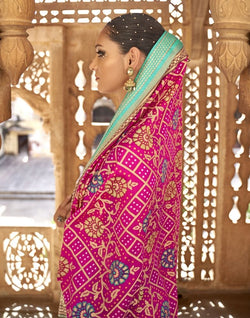 Collection of Hypnotic Patola Silk Pink Coloured Saree in a gallery layout