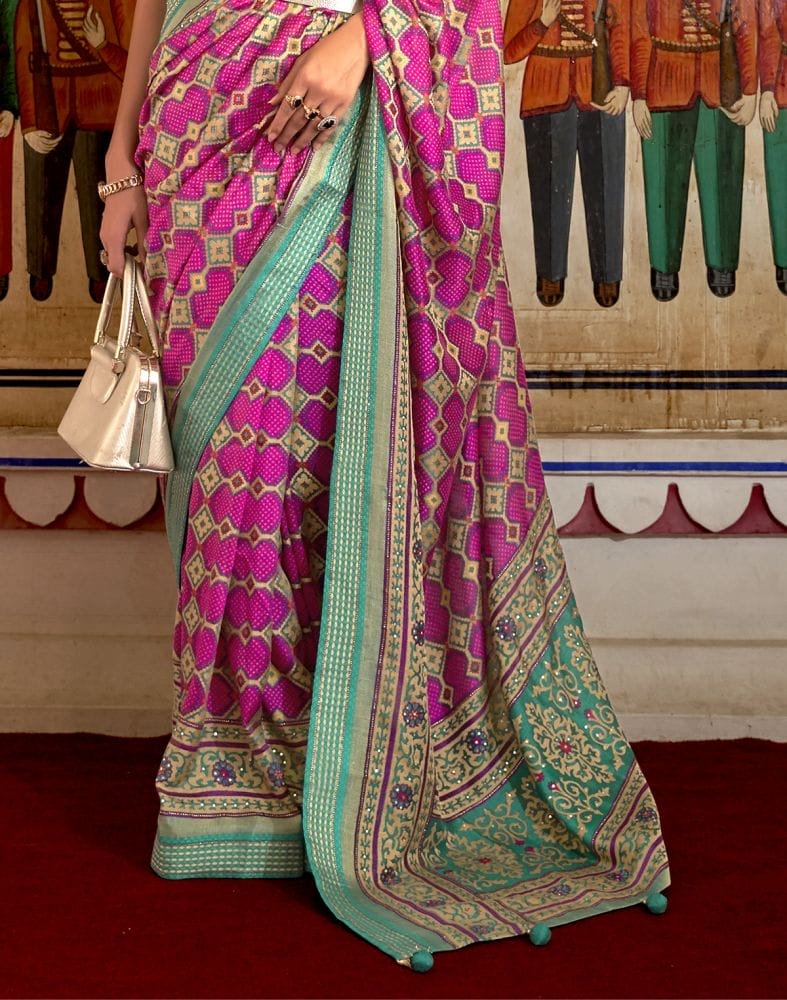 Collection of Flattering Pink Coloured Patola Saree in a gallery layout