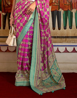 Collection of Flattering Pink Coloured Patola Saree in a gallery layout