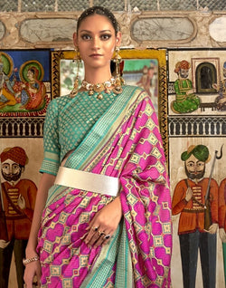 Collection of Flattering Pink Coloured Patola Saree in a gallery layout