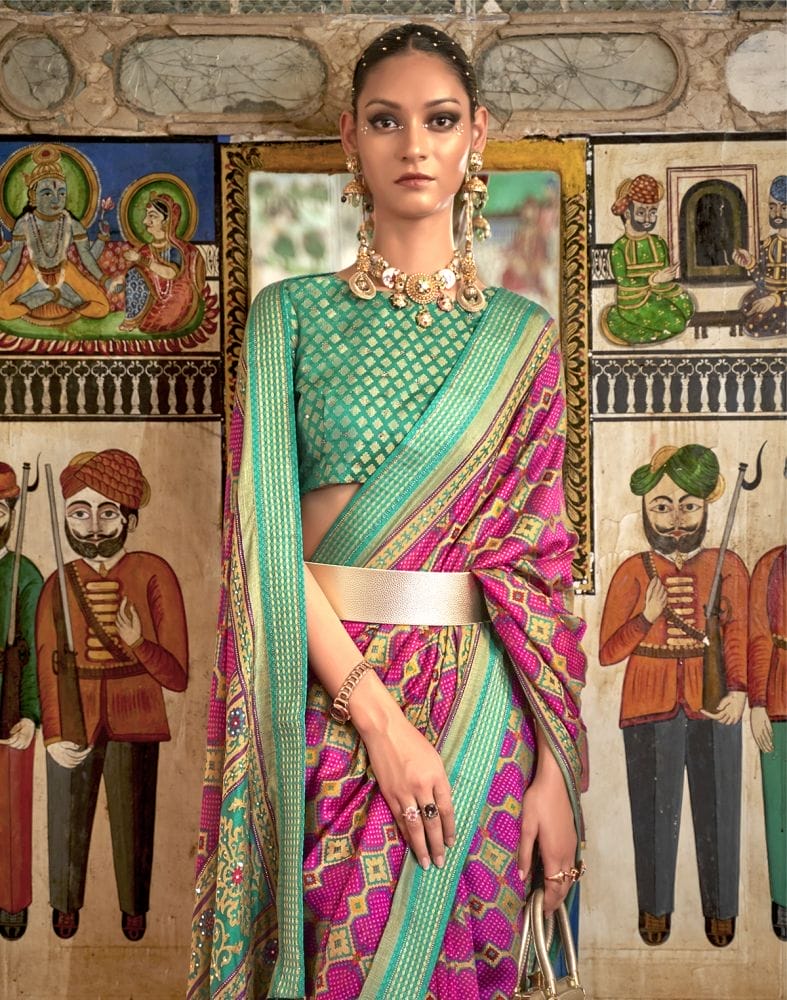 Collection of Flattering Pink Coloured Patola Saree in a gallery layout