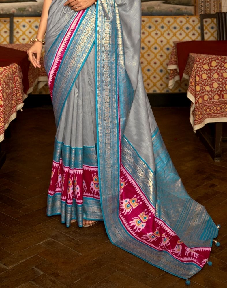 Patola Grey Coloured Saree