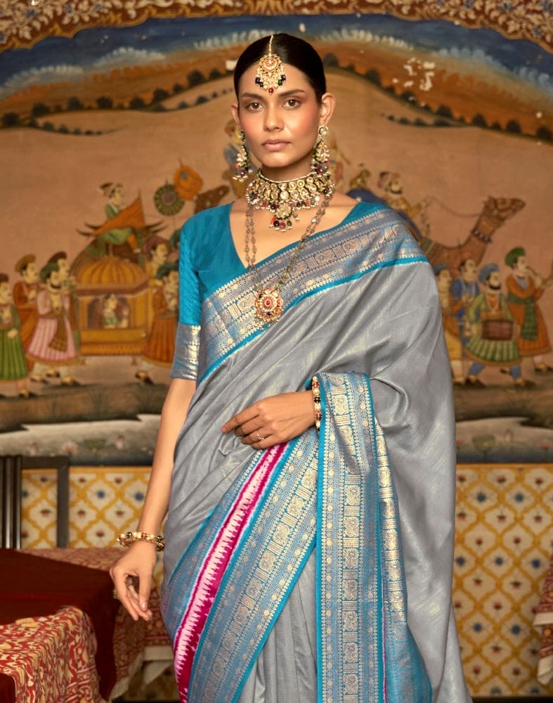 Collection of Patola Grey Coloured Saree in a gallery layout