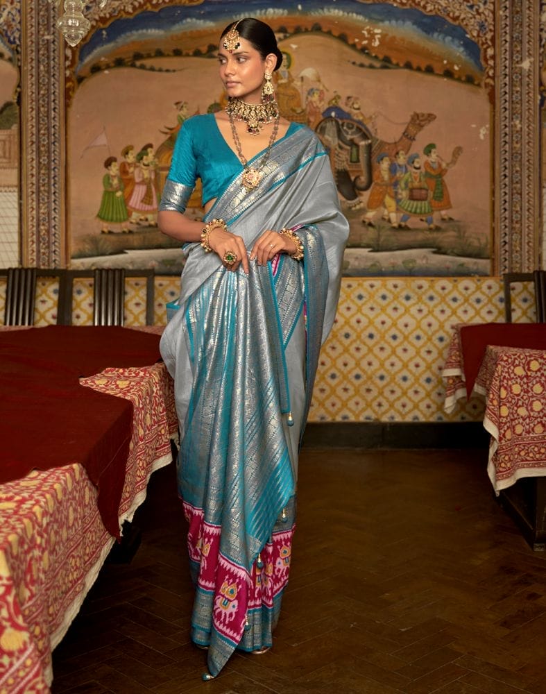 Patola Grey Coloured Saree