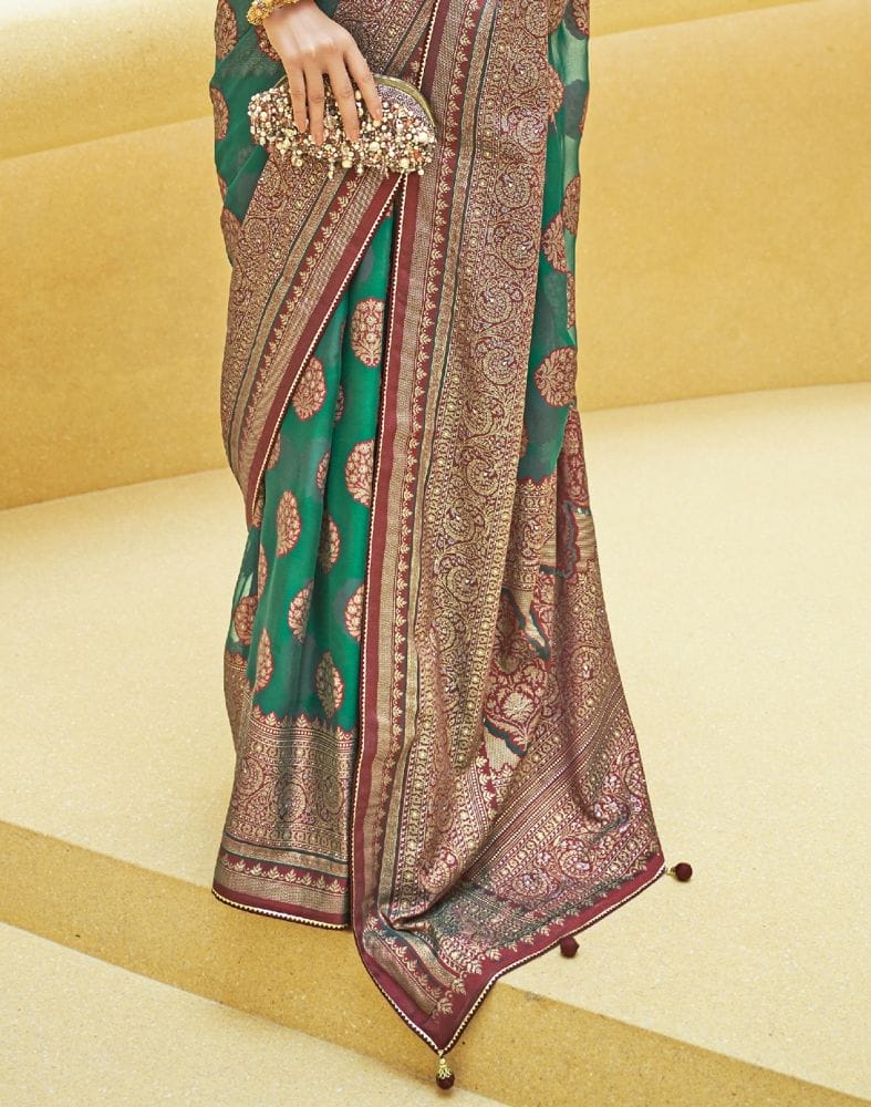 Green Botanical Weave Patola Saree