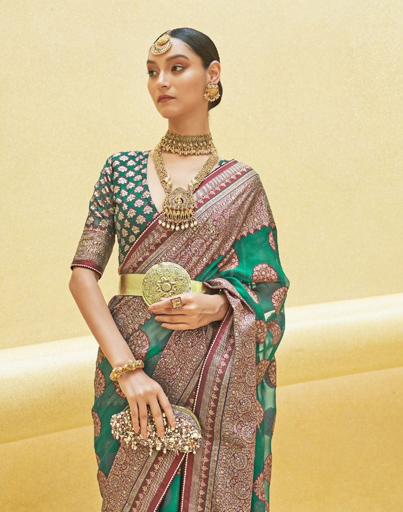 Green Botanical Weave Patola Saree