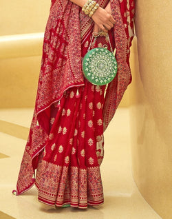 Collection of Red Floral Print Patola Saree in a gallery layout