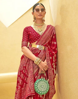 Collection of Red Floral Print Patola Saree in a gallery layout