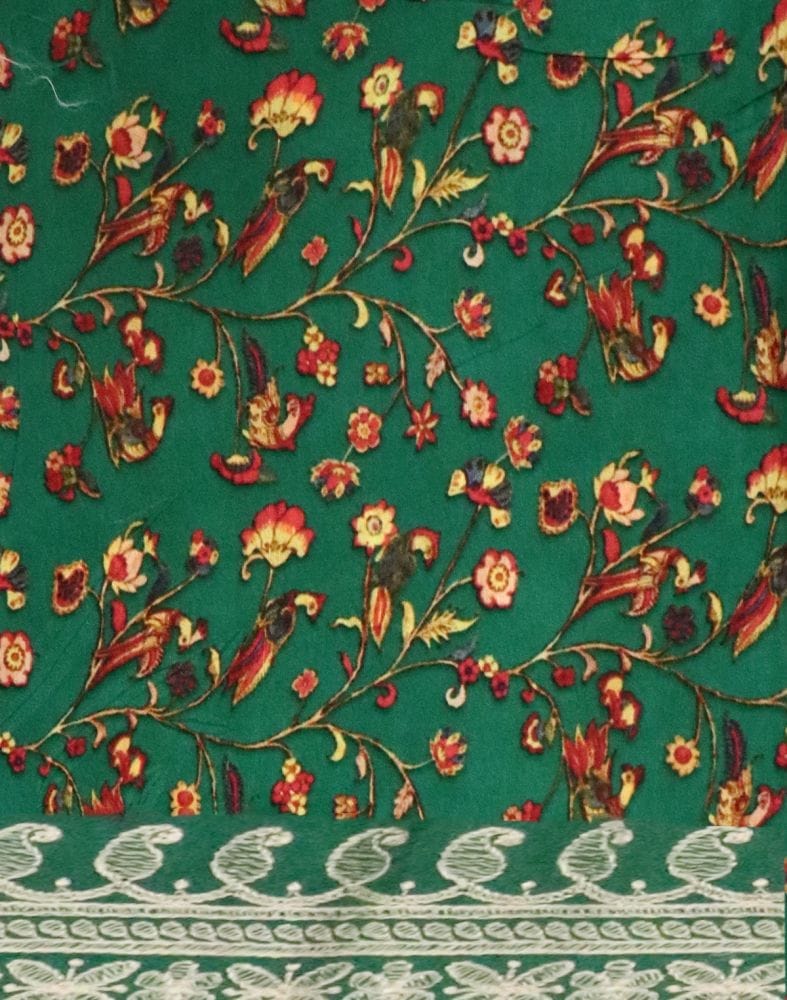 Collection of Green Floral Printed Dola Silk Saree in a gallery layout