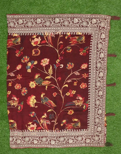 Collection of Maroon Floral Printed Dola Silk Saree in a gallery layout