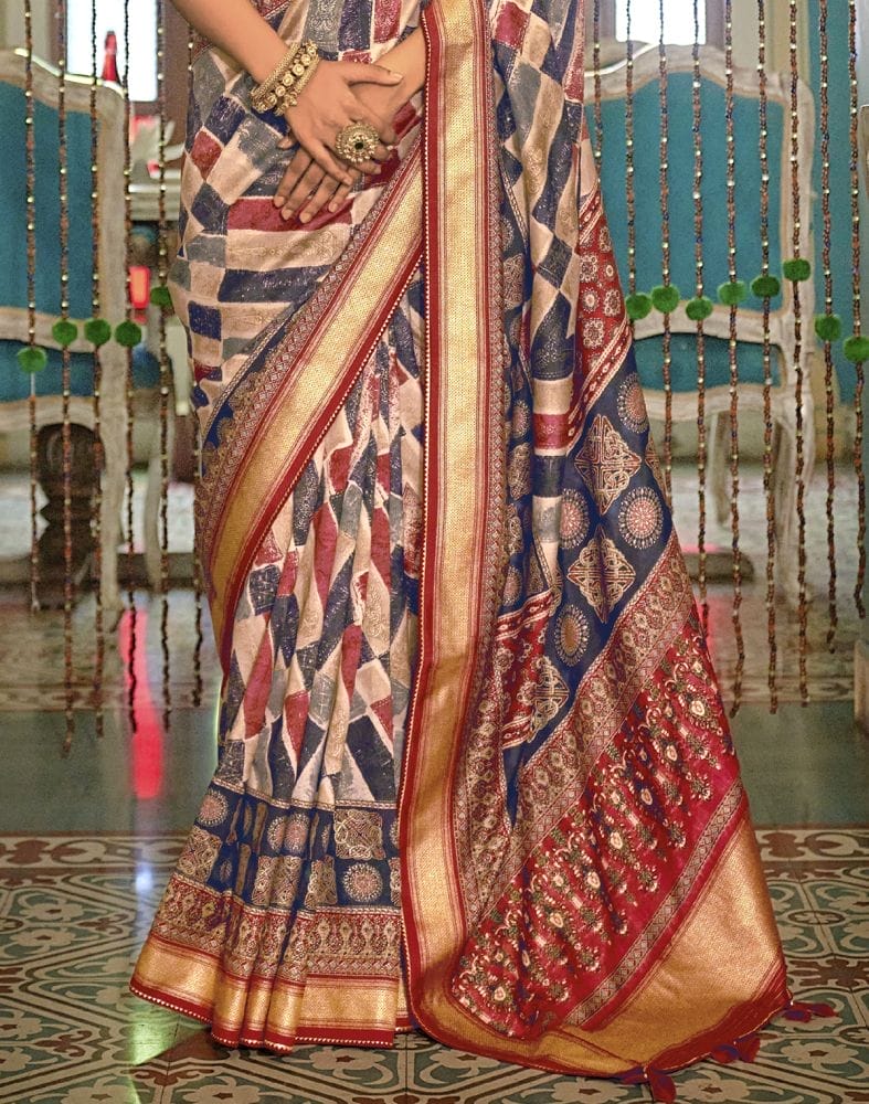 Collection of Multi Color Graphic Print Banaras Silk Patola Saree in a gallery layout