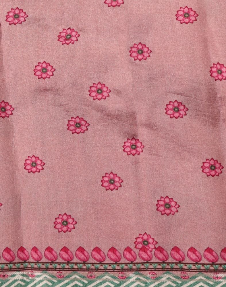 Collection of Light Pink Floral Printed Organza Saree in a gallery layout