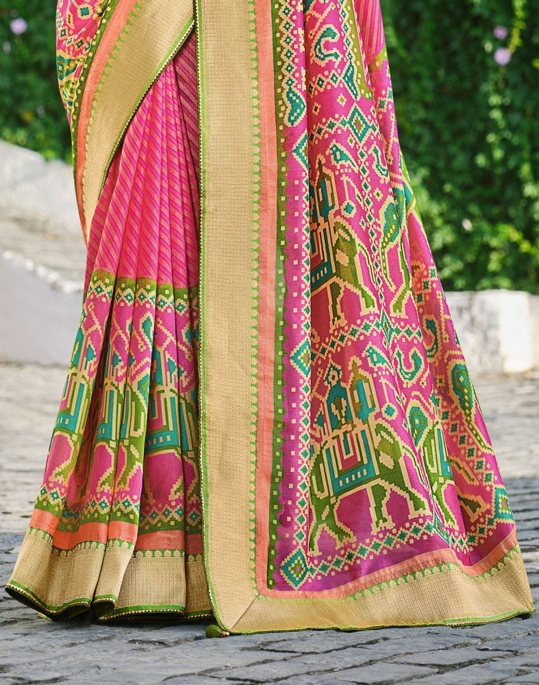 Collection of Light Pink Brasso Striped Pattern Saree in a gallery layout