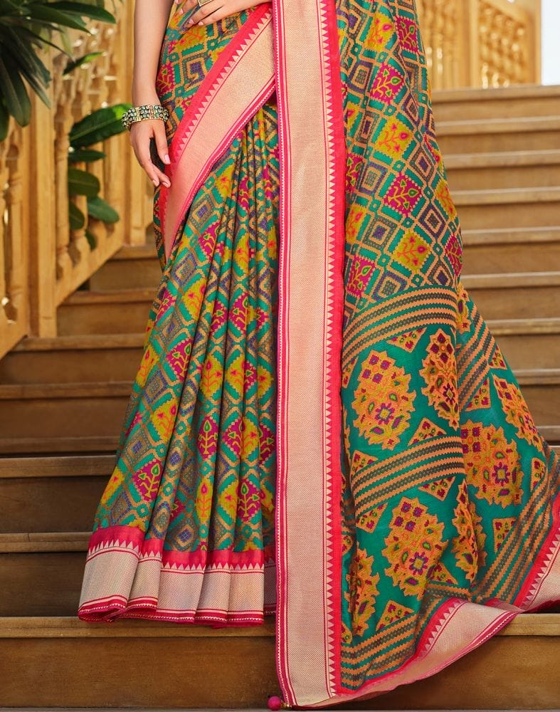 Light Green Geometric Brasso Fancy Saree