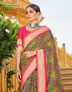 Collection of Light Green Geometric Brasso Fancy Saree in a gallery layout