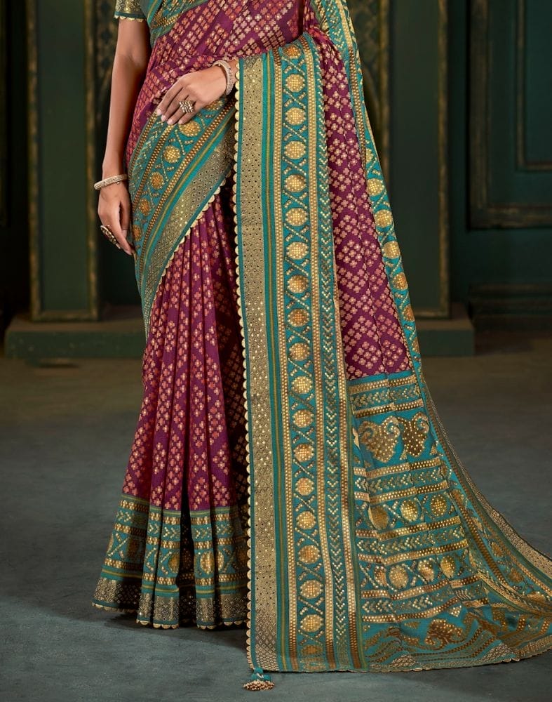 Maroon Geometric Print Patola Saree