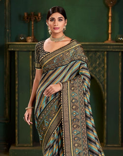 Collection of Multi Color Striped Pattern Patola Saree in a gallery layout