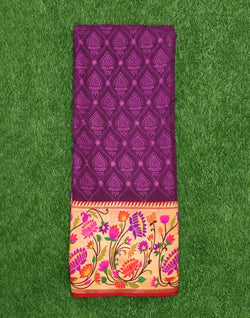 Collection of Violet Chikankari work Georgette Saree with paithani border and blouse piece in a gallery layout