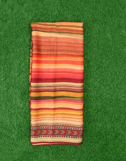 Collection of Orange Striped Stones work Crape Saree in a gallery layout