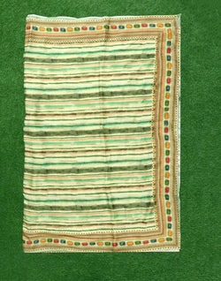 Collection of Green Striped Stones work Crape Saree in a gallery layout