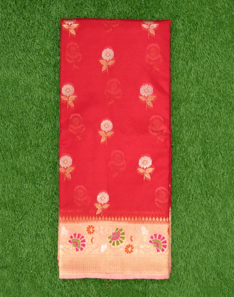 Collection of Red Colour Organza Floral Saree in a gallery layout