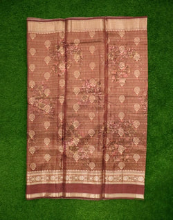 Collection of Brown Floral Pure Dupion Saree in a gallery layout