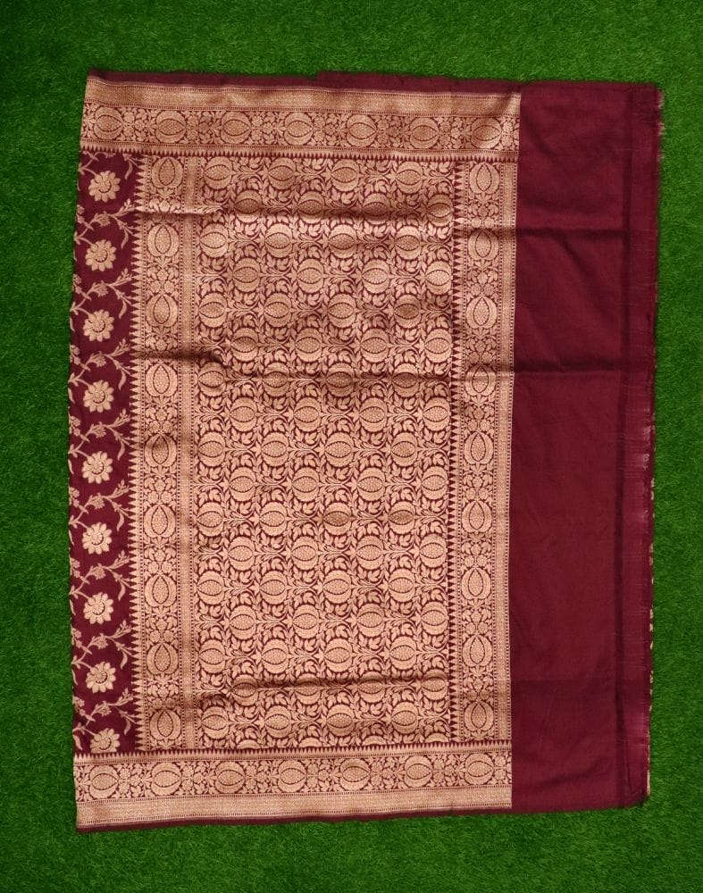 Collection of Violet Floral Banaras Fancy Saree in a gallery layout