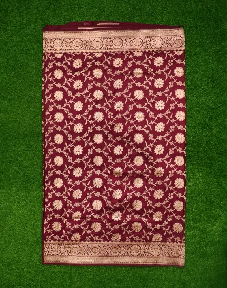 Collection of Violet Floral Banaras Fancy Saree in a gallery layout