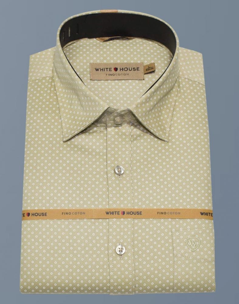 Beige Polka Dots Cotton Printed Shirt