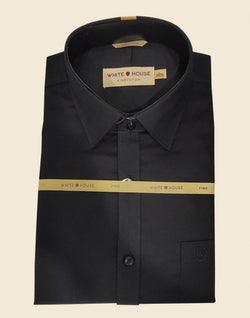 Collection of Black Colour Plain Pure Cotton Shirt in a gallery layout