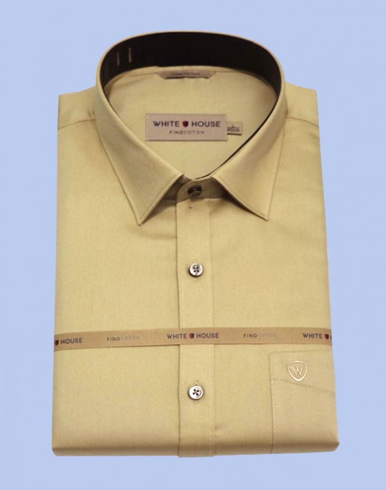 Collection of Cream Colour Plain Pure Cotton Shirt in a gallery layout