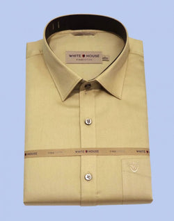 Collection of Cream Colour Plain Pure Cotton Shirt in a gallery layout