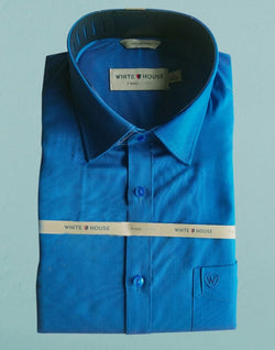 Collection of Dark Blue Colour Plain Pure Cotton Shirt in a gallery layout