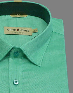 Collection of Rama Green Colour Plain Pure Cotton Shirt in a gallery layout