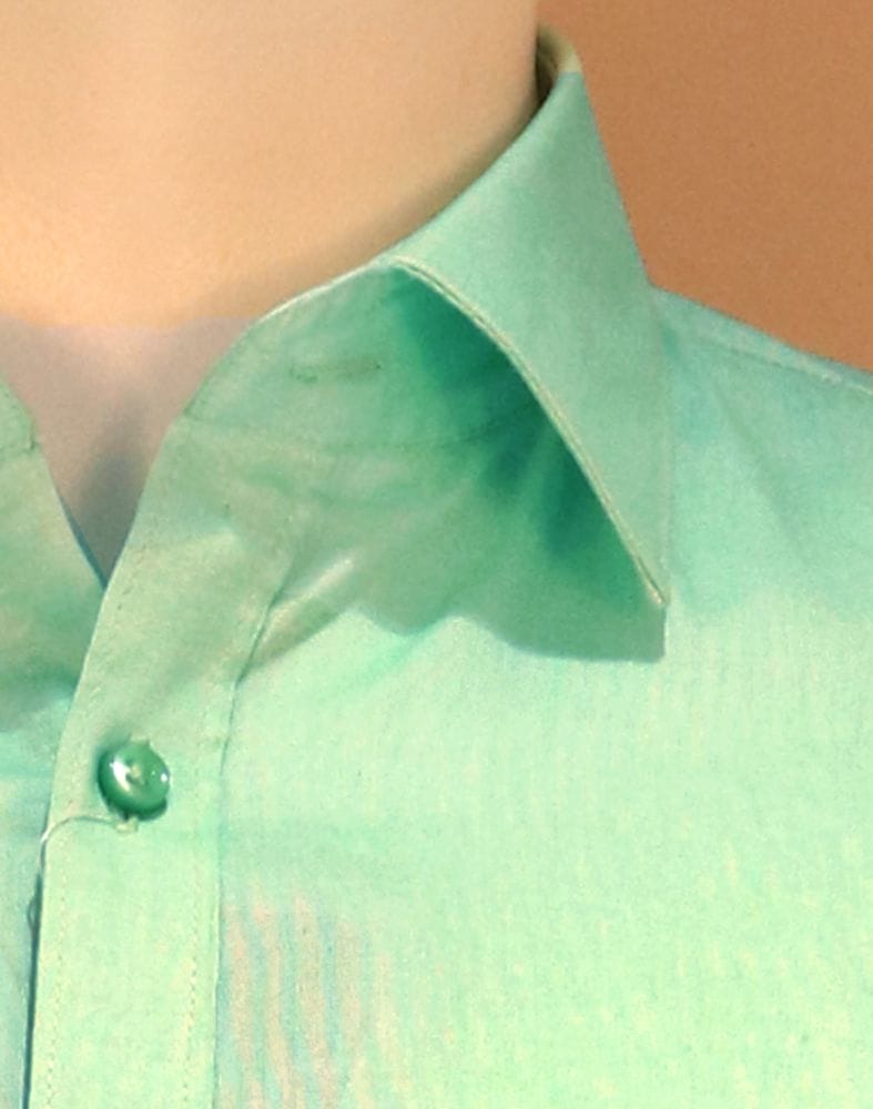 Collection of Light Green Colour Plain Pure Cotton Shirt in a gallery layout