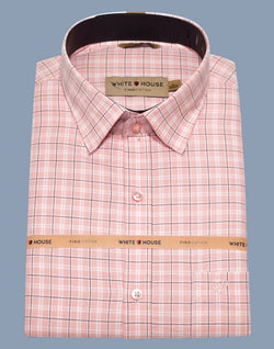 Collection of Peach Checkered Cotton Printed Shirt in a gallery layout