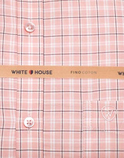 Collection of Peach Checkered Cotton Printed Shirt in a gallery layout