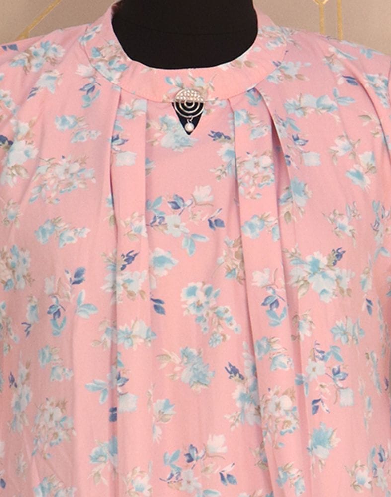 Light Pink Floral Print Cotton Top