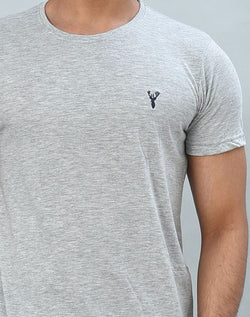 Collection of Silver Round-Neck Slim Fit Men T-Shirt in a gallery layout