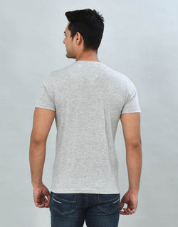 Collection of Silver Round-Neck Slim Fit Men T-Shirt in a gallery layout