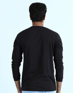 Collection of Black Solid Straight Fit Men T-Shirt in a gallery layout