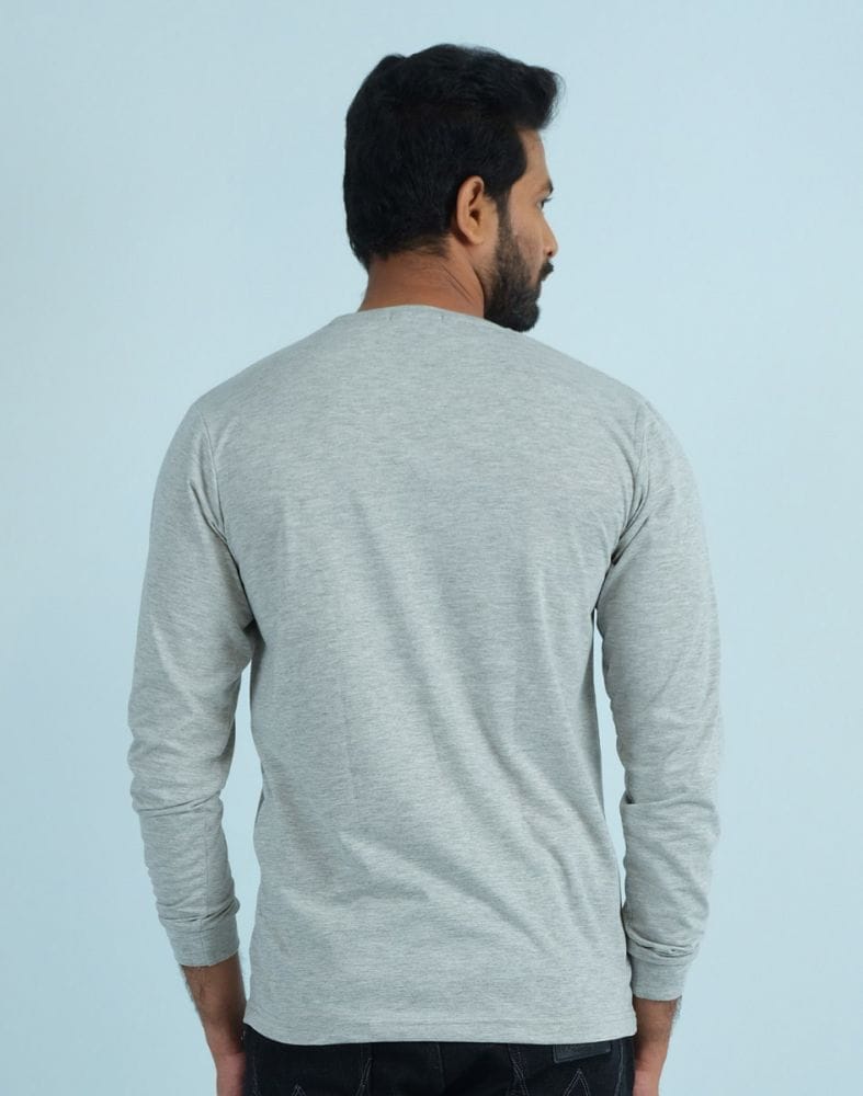 Silver Textured Straight Fit Men T-Shirt