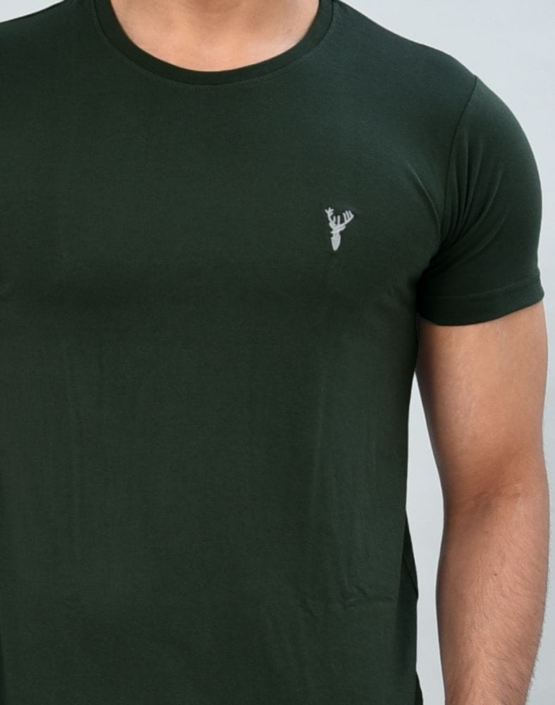 Collection of Green Coloured Plain Cotton Men T-Shirt in a gallery layout