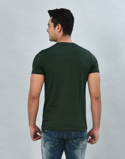 Collection of Green Coloured Plain Cotton Men T-Shirt in a gallery layout