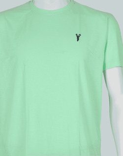 Collection of Light Green Plain Cotton Men T-Shirt in a gallery layout